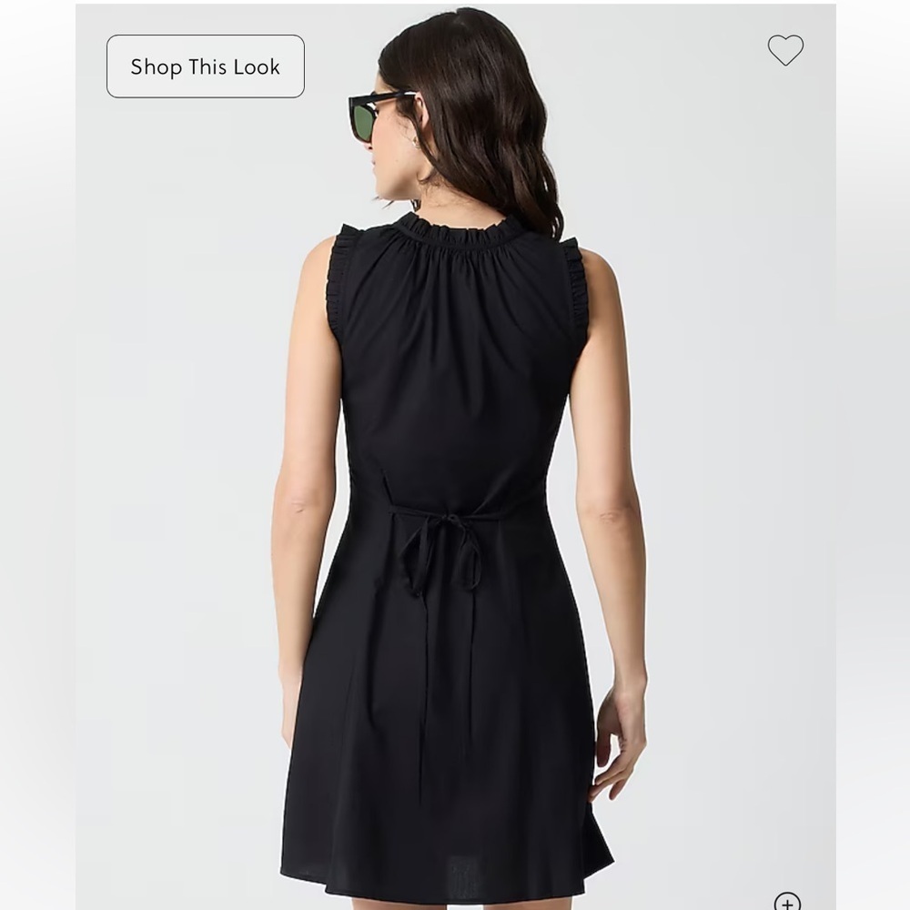 J Crew black ruffle tie neck mini dress regenerative cotton size 10 new - Picture 3 of 7